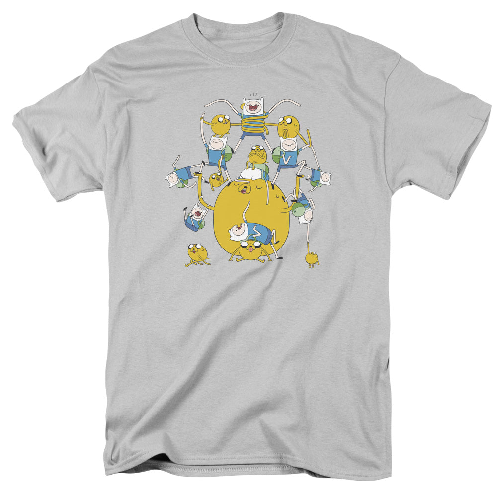 Adventure Time - Finn&jake Group - Short Sleeve Adult 18/1 - Silver T-shirt
