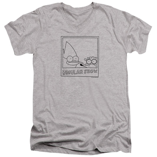 Regular Show - Poloroid - Short Sleeve Adult V-neck 30/1 - Athletic Heather T-shirt