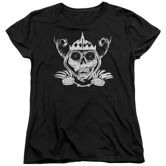 Adventure Time - Skull Face - Short Sleeve Womens Tee - Black T-shirt