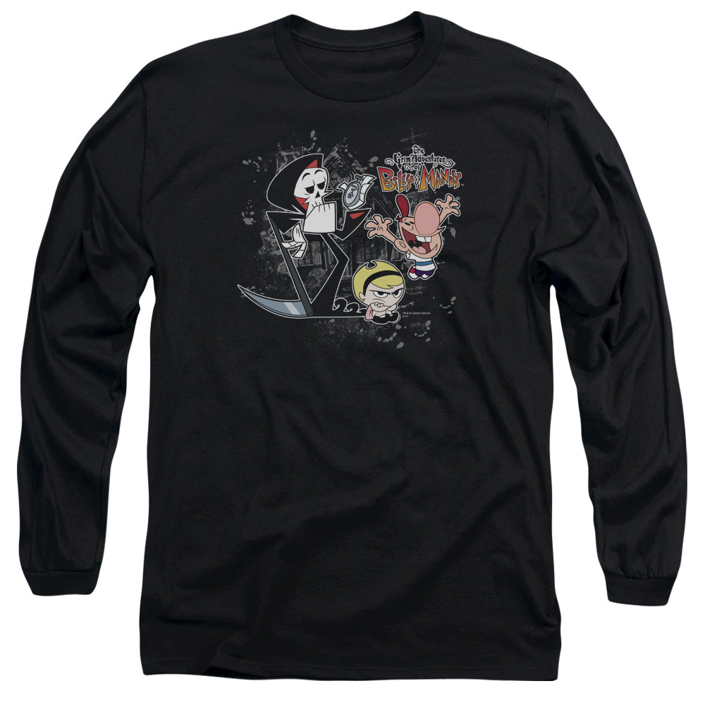 Billy & Mandy - Splatter Cast - Long Sleeve Adult 18/1 - Black T-shirt
