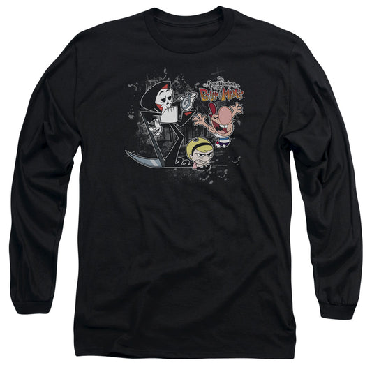 Billy & Mandy - Splatter Cast - Long Sleeve Adult 18/1 - Black T-shirt