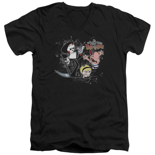 Grim Adventures Of Billy & Mandy - Splatter Cast - Short Sleeve Adult V-neck - Black T-shirt