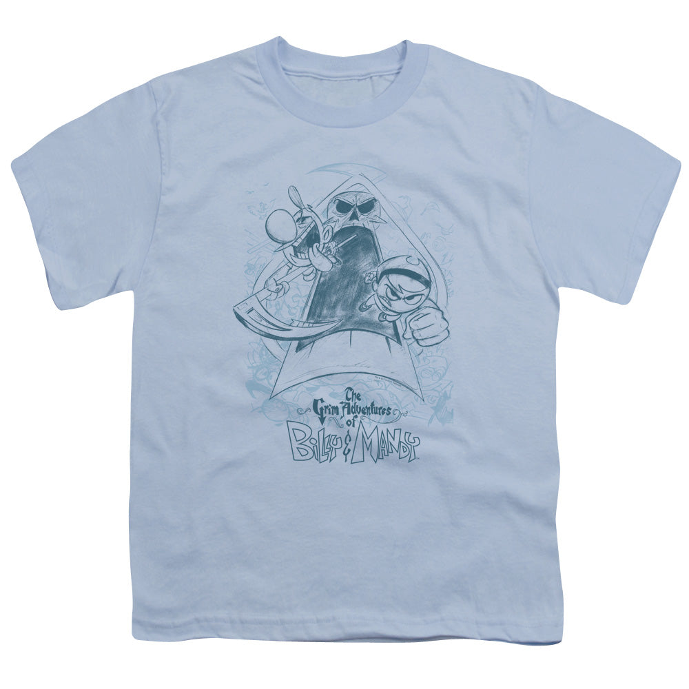 Grim Adventures Of Billy & Mandy - Sketched - Short Sleeve Youth 18/1 - Light Blue T-shirt