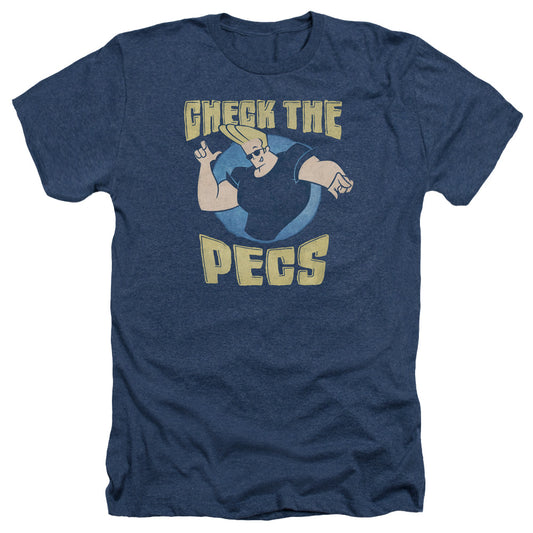 Johnny Bravo - Check The Pects - Adult Heather - Navy