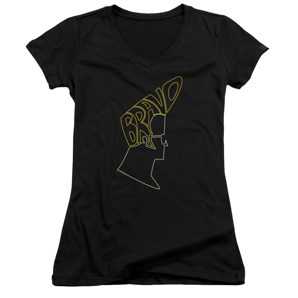 Johnny Bravo - Bravo Hair - Junior V-neck - Black