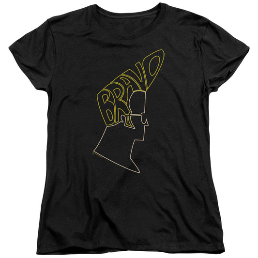 Johnny Bravo - Bravo Hair - Short Sleeve Womens Tee - Black T-shirt