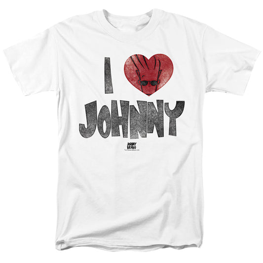Johnny Bravo - I Heart Johnny - Short Sleeve Adult 18/1 - White T-shirt