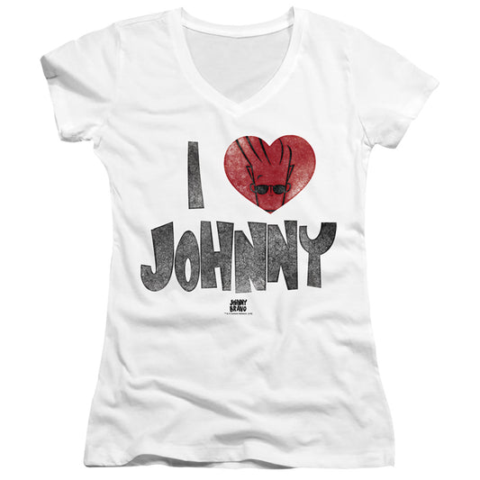 Johnny Bravo - I Heart Johnny - Junior V-neck - White