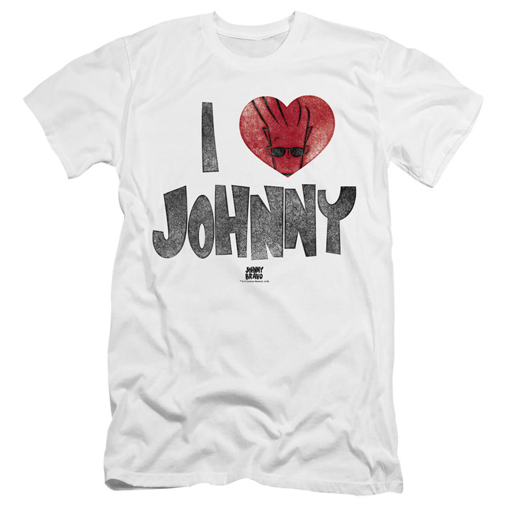 Johnny Bravo - I Heart Johnny-premuim Canvas Adult Slim Fit 30/1 - White