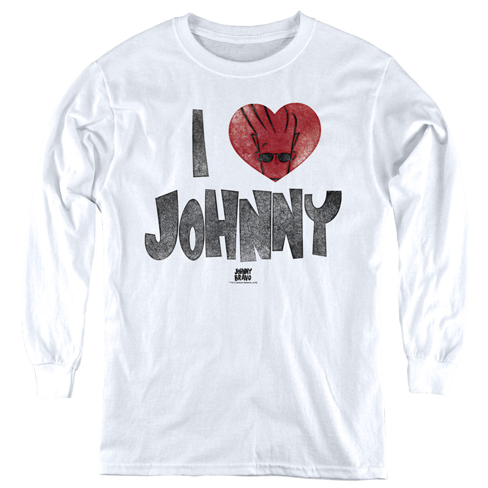 Johnny Bravo - I Heart Johnny - Youth Long Sleeve Tee - White