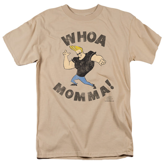 Johnny Bravo - Whoa Momma - Short Sleeve Adult 18/1 - Sand T-shirt