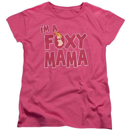 Johnny Bravo - Foxy Mama - Short Sleeve Womens Tee - Hot Pink T-shirt