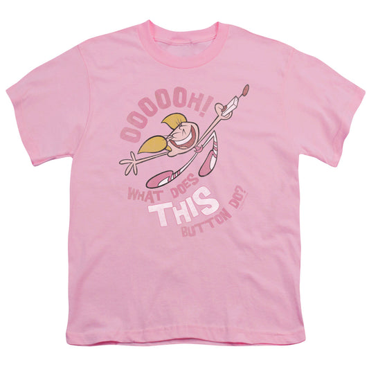 Dexters Laboratory - Button - Short Sleeve Youth 18/1 - Pink T-shirt