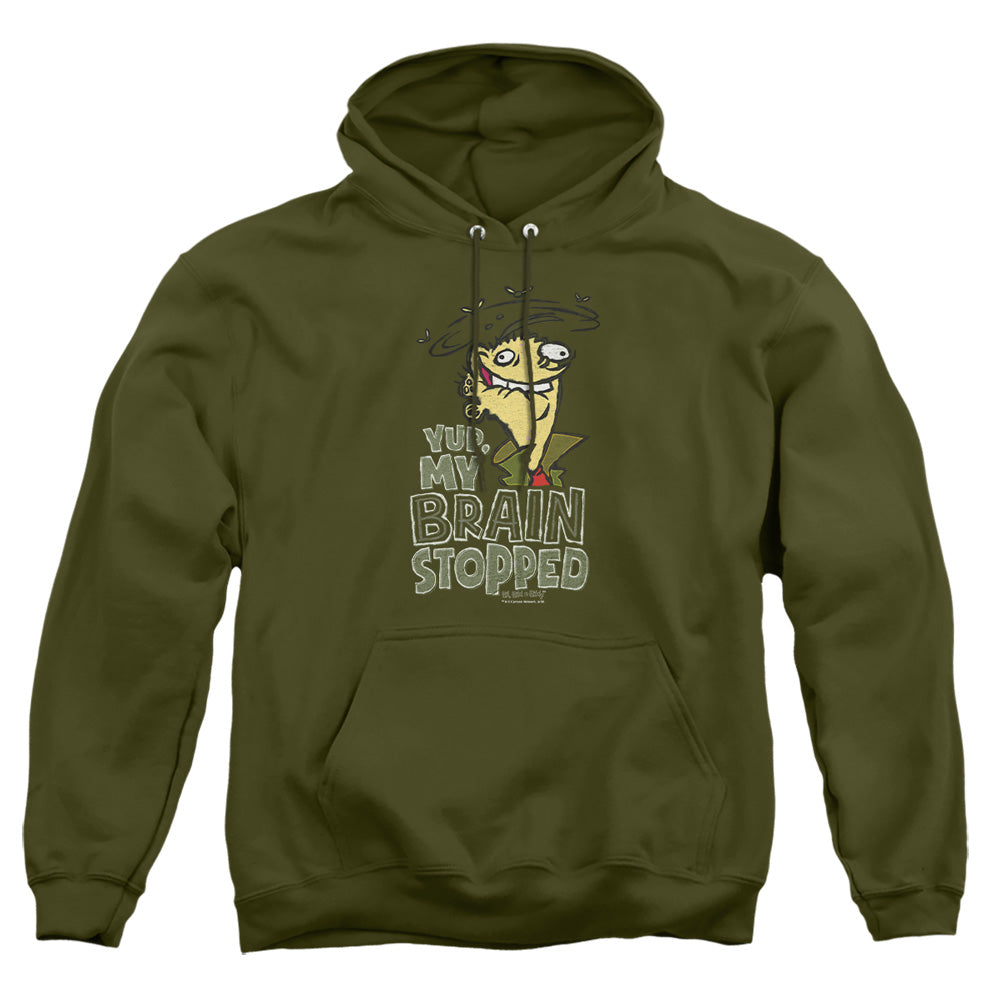 Ed Edd N Eddy - Brain Dead Ed - Adult Pull-over Hoodie - Military Green