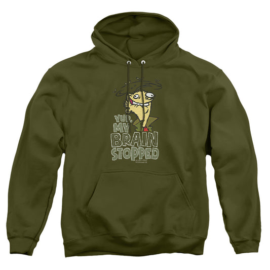 Ed Edd N Eddy - Brain Dead Ed - Adult Pull-over Hoodie - Military Green