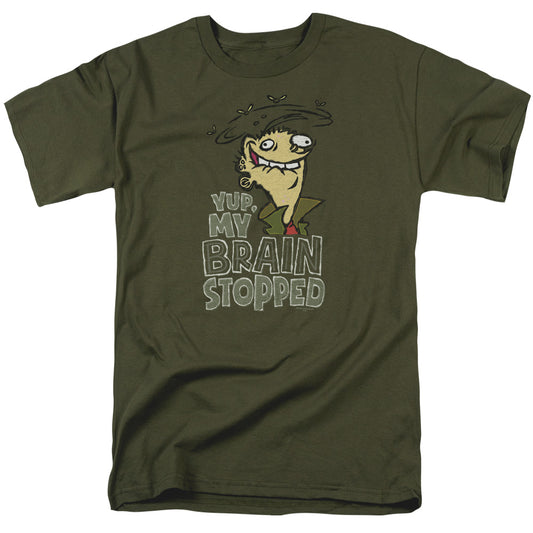 Ed Edd N Eddy - Brain Dead Ed - Short Sleeve Adult 18/1 - Military Green T-shirt