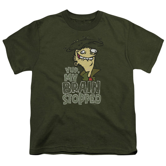 Ed Edd N Eddy - Brain Dead Ed - Short Sleeve Youth 18/1 - Military Green T-shirt