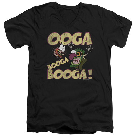 Courage - Ooga Booga Booga - Short Sleeve Adult V-neck 30/1 - Black T-shirt