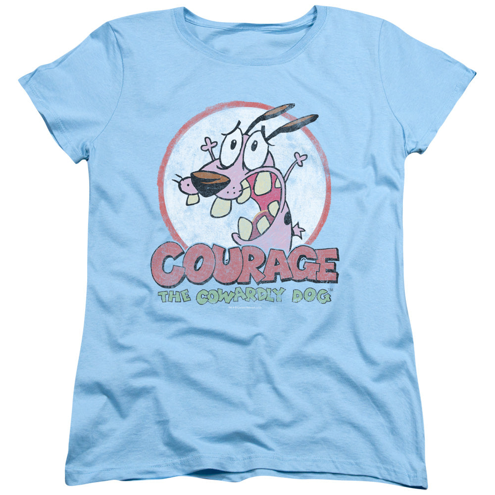 Courage The Cowardly Dog - Vintage Courage - Short Sleeve Womens Tee - Light Blue T-shirt