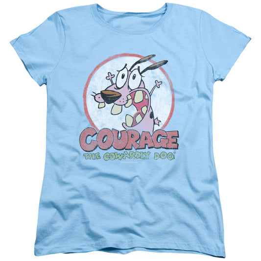 Courage The Cowardly Dog - Vintage Courage - Short Sleeve Womens Tee - Light Blue T-shirt