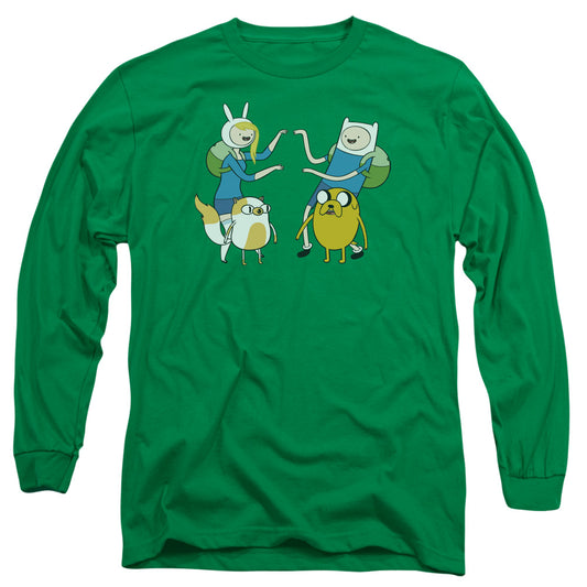 Adventure Time - Meet Up - Long Sleeve Adult 18/1 - Kelly Green T-shirt