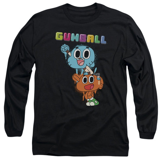 Amazing World Of Gumball - Gumball Spray - Long Sleeve Adult 18/1 - Black T-shirt