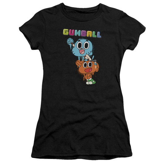 Amazing World Of Gumball - Gumball Spray - Short Sleeve Junior Sheer - Black T-shirt
