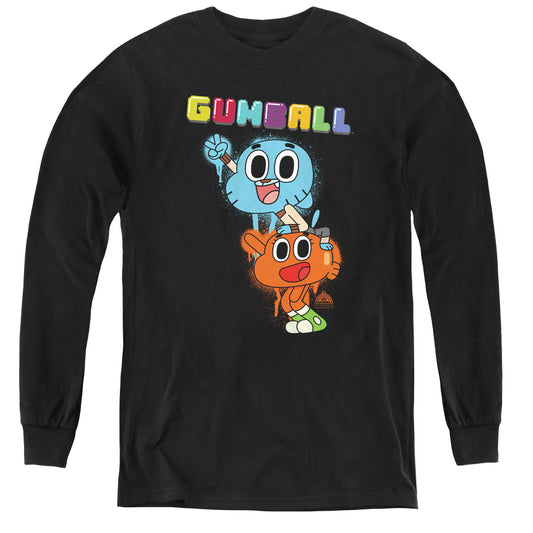 Amazing World Of Gumball - Gumball Spray - Youth Long Sleeve Tee - Black