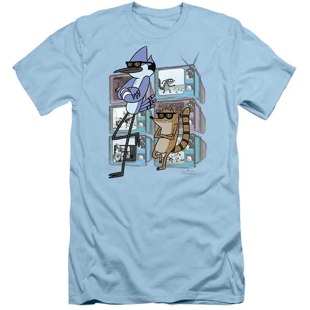 Regular Show - Tv Too Cool - Short Sleeve Adult 30/1 - Light Blue T-shirt