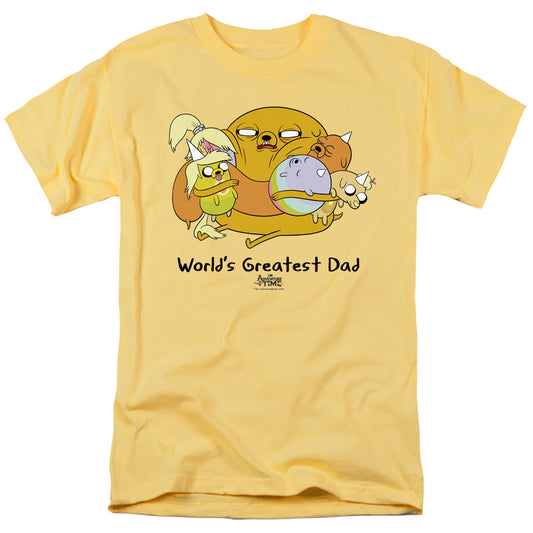 Adventure Time - Worlds Greatest Dad - Short Sleeve Adult 18/1 - Banana T-shirt