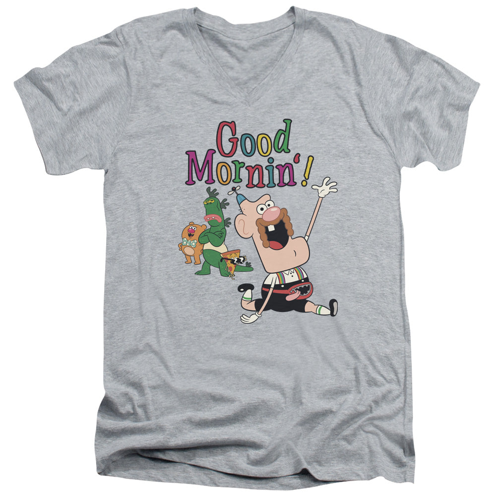 Uncle Grandpa - Good Mornin - Short Sleeve Adult V-neck 30/1 - Athletic Heather T-shirt