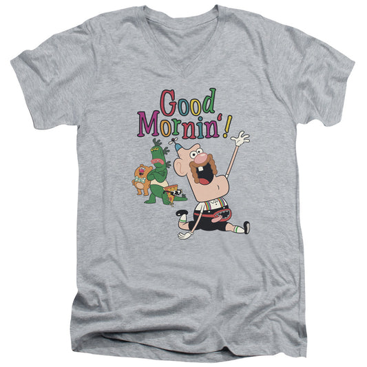 Uncle Grandpa - Good Mornin - Short Sleeve Adult V-neck 30/1 - Athletic Heather T-shirt