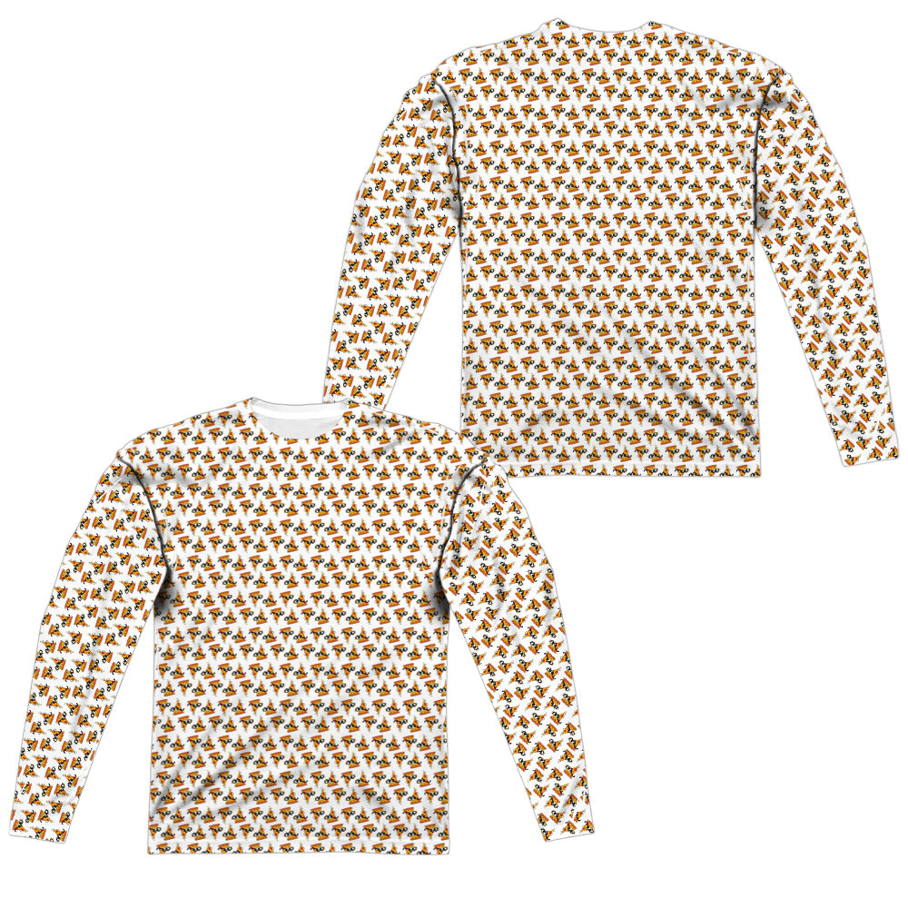 Uncle Grandpa - Pizzas (Front/back Print) - Long Sleeve Adult Poly Crew  - White T-shirt