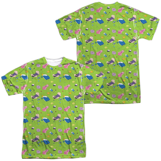 Adventure Time - Green Fields (Front/back Print) - Short Sleeve Adult Poly Crew - White T-shirt