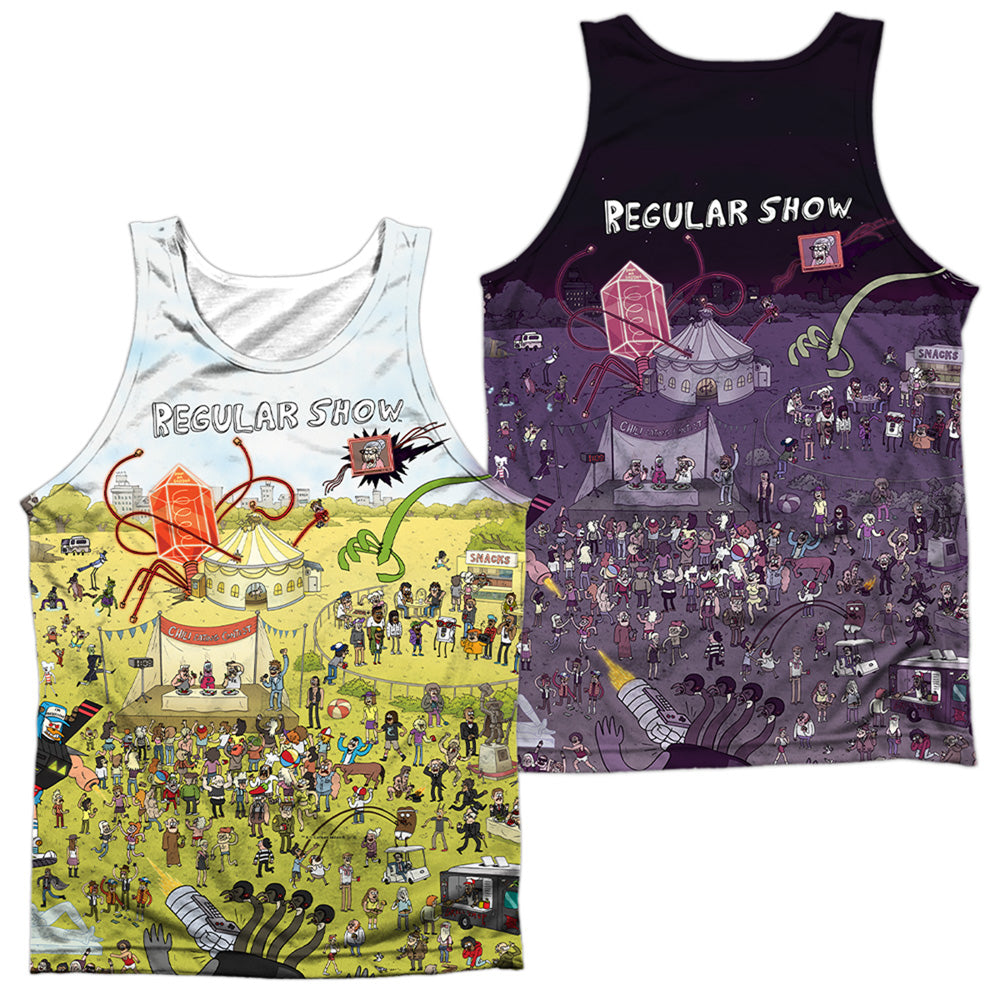 Regular Show - Group Shot (Front/back Print) - Adult Poly Tank Top - White