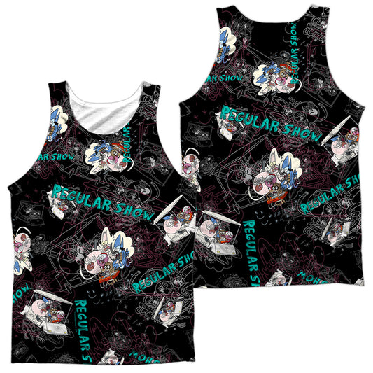 Regular Show - Golf Cart Ride (Front/back Print) - Adult Poly Tank Top - White