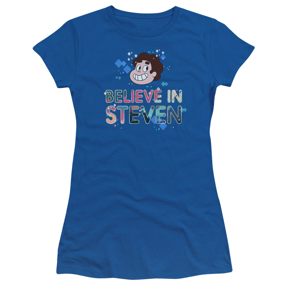 Steven Universe - Believe - Short Sleeve Junior Sheer - Royal Blue T-shirt