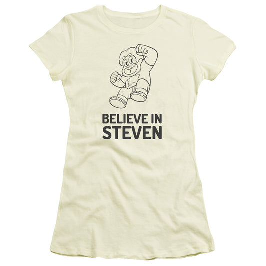 Steven Universe - Believe In Steven - Short Sleeve Junior Sheer - Cream T-shirt