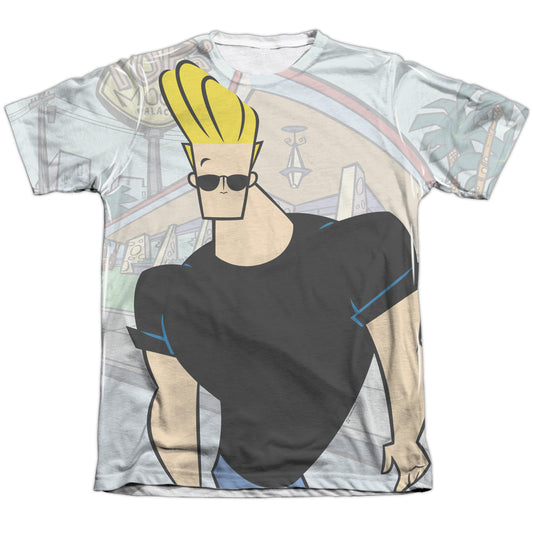 Johnny Bravo - Hanging Out - Adult Poly/cotton Short Sleeve Tee - White T-shirt