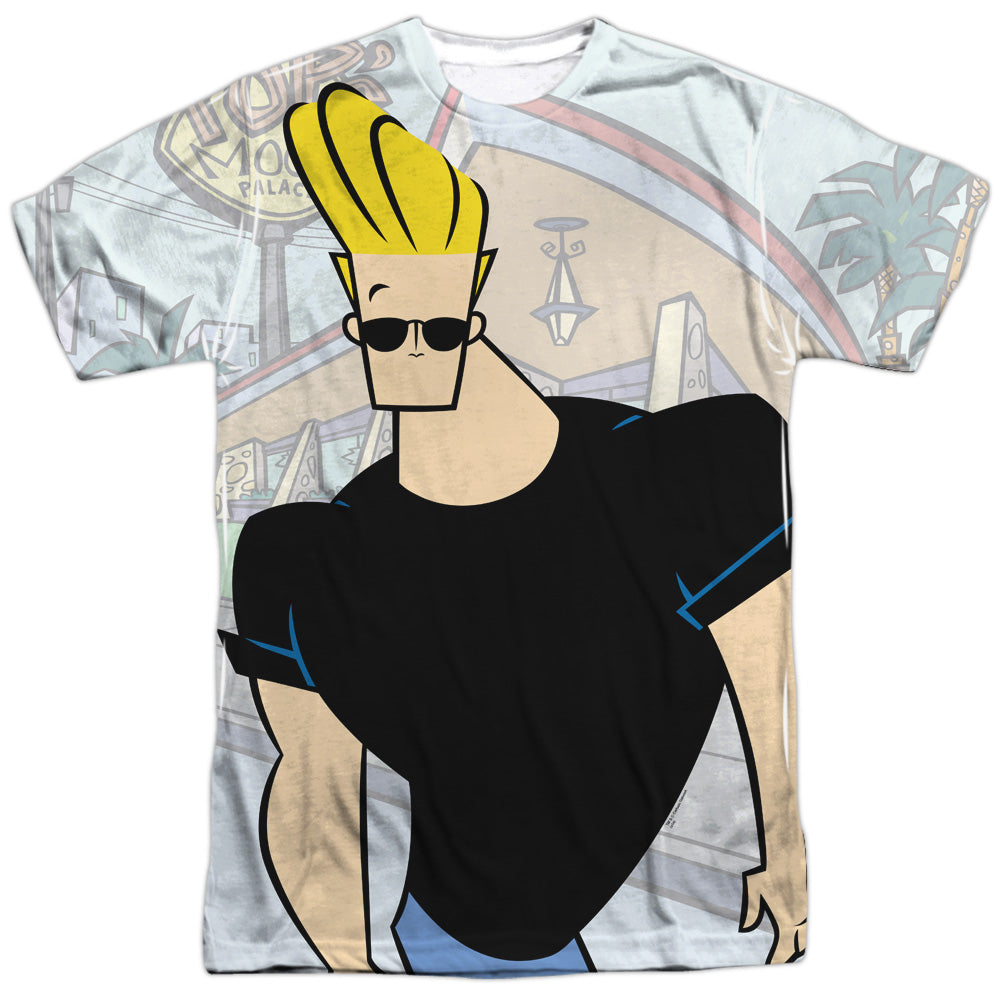 Johnny Bravo - Hanging Out - Short Sleeve Adult Poly Crew - White T-shirt