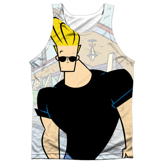 Johnny Bravo - Hanging Out - Adult 100% Poly Tank Top - White