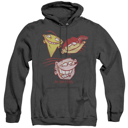 Ed Edd Eddy - Three Heads - Adult Heather Hoodie - Black