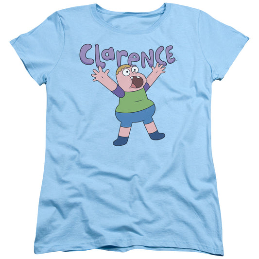 Clarence - Whoo - Short Sleeve Womens Tee - Light Blue T-shirt