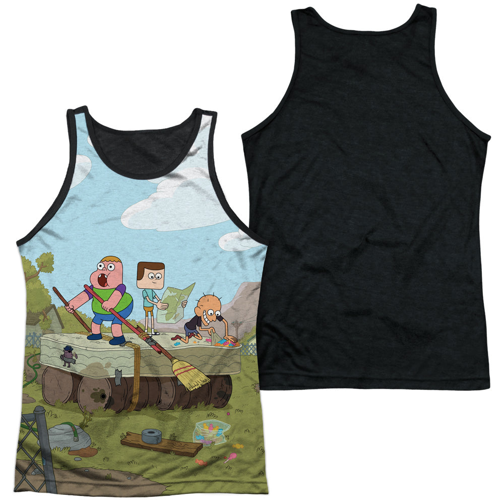 Clarence - Boat - Adult Poly Tank Top Black Back - White