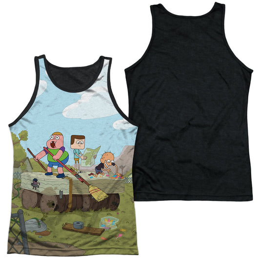 Clarence - Boat - Adult Poly Tank Top Black Back - White