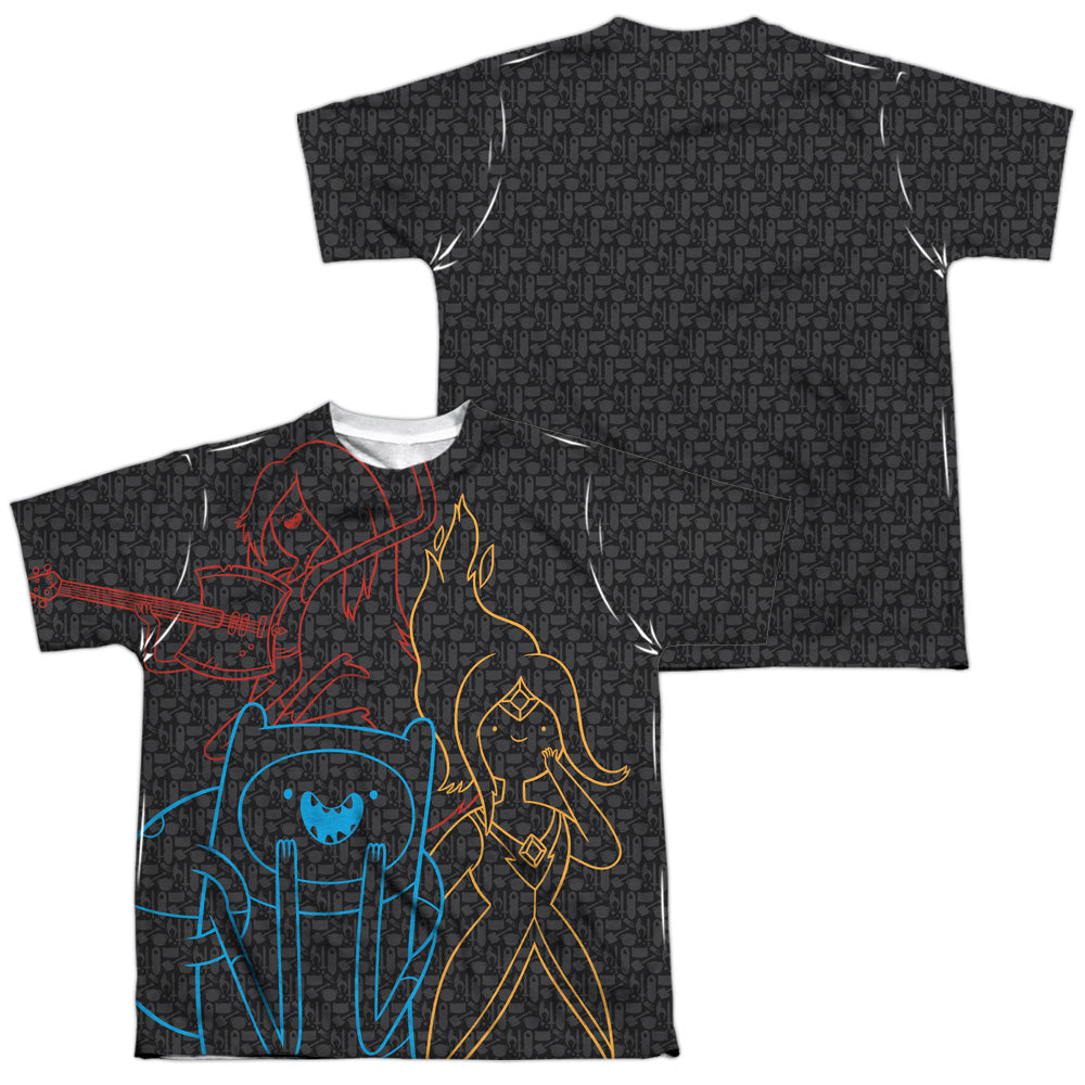 Adventure Time - Adventure Trio (Front/back Print) - Short Sleeve Youth Poly Crew - White T-shirt