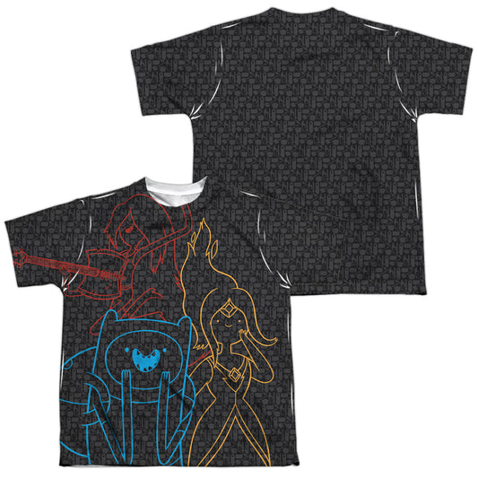 Adventure Time - Adventure Trio (Front/back Print) - Short Sleeve Youth Poly Crew - White T-shirt