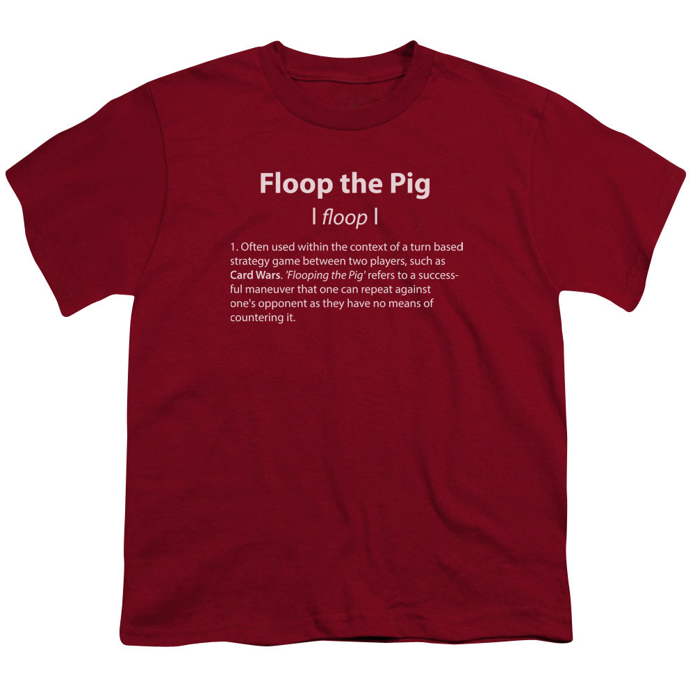 Adventure Time - Floop The Pig - Short Sleeve Youth 18/1 - Cardinal T-shirt