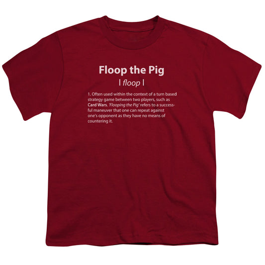 Adventure Time - Floop The Pig - Short Sleeve Youth 18/1 - Cardinal T-shirt