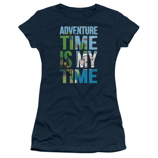 Adventure Time - My Time - Short Sleeve Junior Sheer - Navy T-shirt